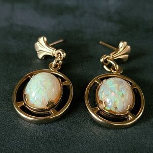 Vintage 18kt GF Crushed Opal Earrings